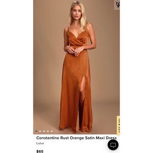 Lulu’s Rust Orange Satin Dress 🍊